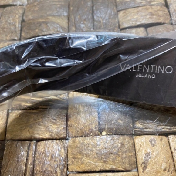 VALENTINO BY MARIO VALENTINO Circular Logo Buckle Brown Leather Belt Size 34 - Picture 3 of 4